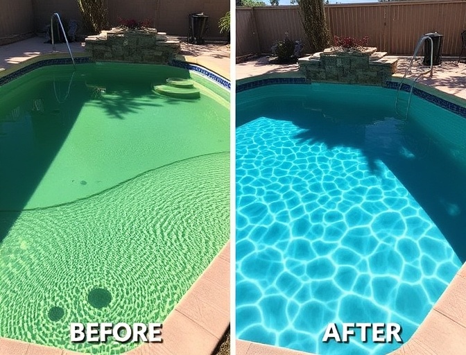 before and after Pool Cleaning in Gilbert, AZ