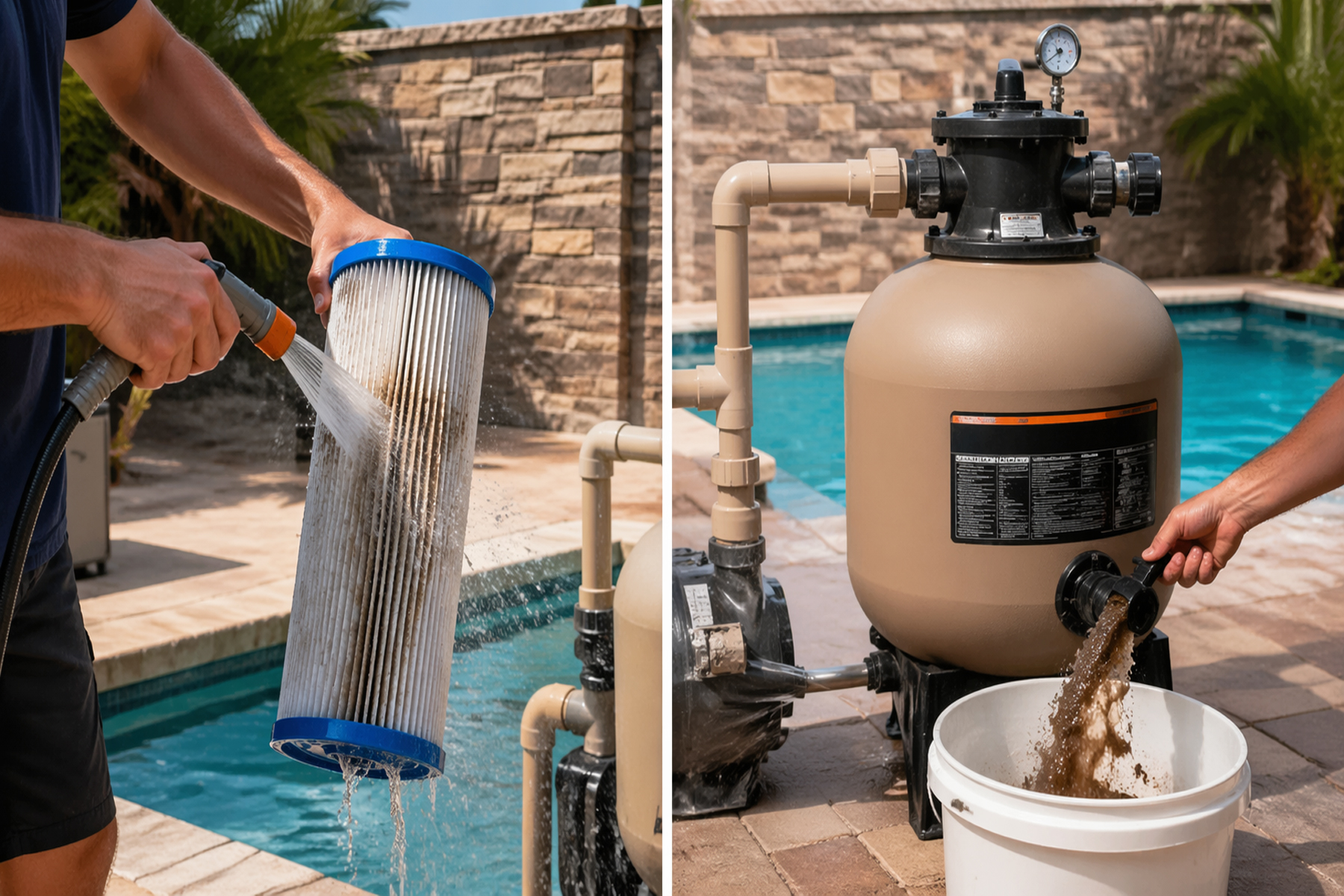 Cartridge vs Sand Filter Cleaning in Gilbert